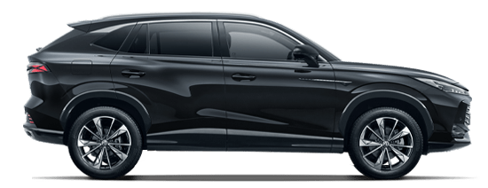 Side profile of a black MG3 hatchback